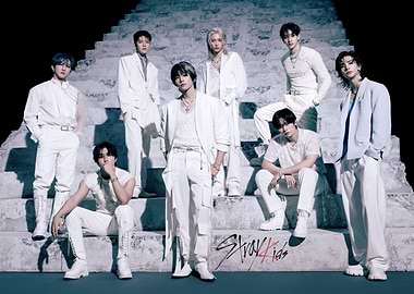 Stray Kids group photo on stairs