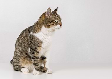 Tabby Cat Sitting Portrait