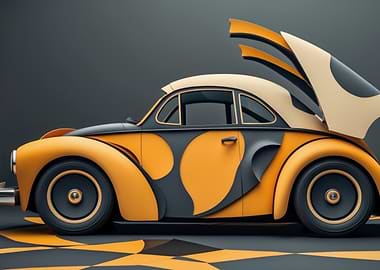 Stylized Yellow and Black Car