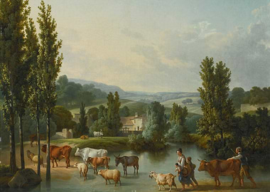 Pastoral Scene with Family and Animals