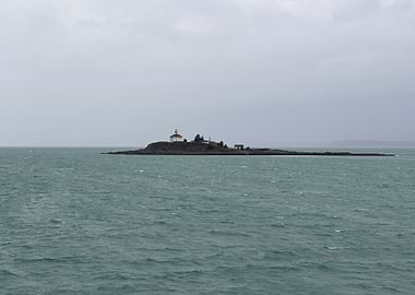 Lighthouse on Island in Ocean