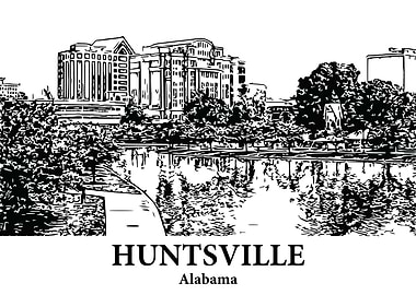 Huntsville Alabama Skyline Drawing