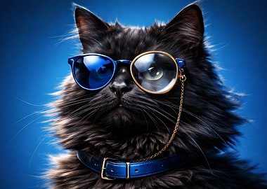 Sophisticated Cat with Glasses and Monocle