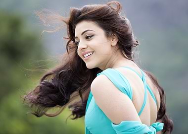 Kajal Aggarwal in a blue dress