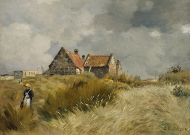Coastal Landscape with Buildings and Figure