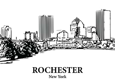 Rochester New York Skyline Drawing