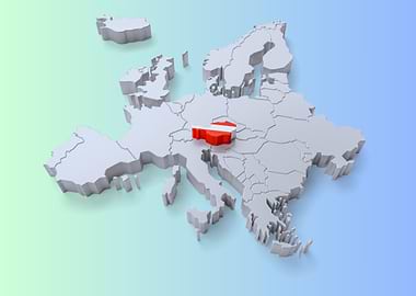 3D Map of Europe with Austria