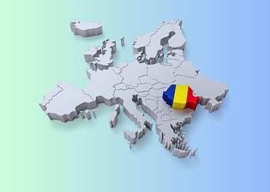 Europe Map with Romania Highlighted