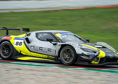 Ferrari Racing Car on Track, Number 56
