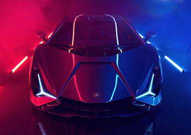 Lamborghini Sian in Neon Lights