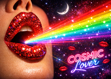 Cosmic Lover: Glitter Lips and Rainbow