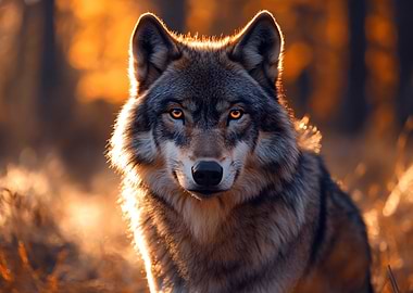 Wolf Portrait in Golden Light