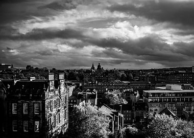 Edinburgh Cityscape in Black and White
