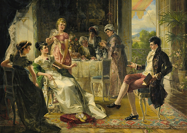 Regency Era Social Gathering Painting