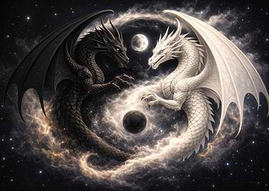Yin Yang Dragons in Space