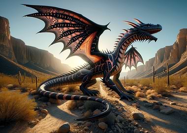 Dragon in Desert Landscape