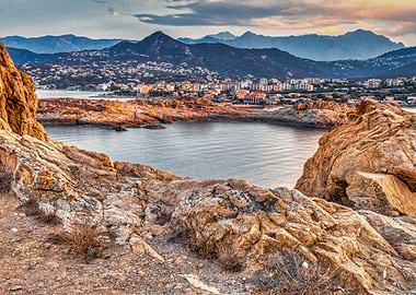 Golden View over Ile Rousse Corsica Sunset Cliffs Mediterranean Fine Art Landscape