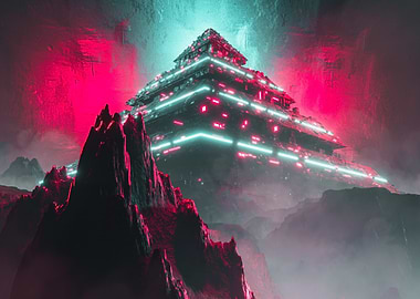 Cyberpunk Pyramid Landscape