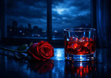 Red Rose and Whiskey by the Window