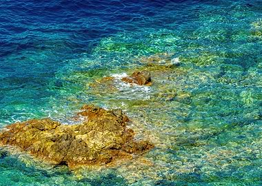 Crystal Waters Corsican Rocks Mediterranean Sea Waves Textures Fine Art Photograph