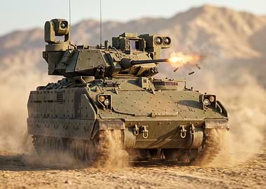 Bradley Fighting Vehicle firing in desert