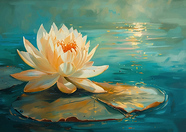 Lotus Flower Painting on Water