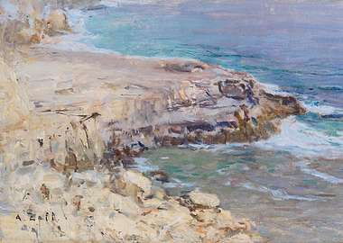 Coastal Cliff Painting by A. Zoff