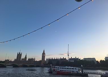 London Skyline at Dusk with River
