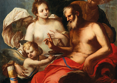 Classical Painting with Figures and Cupid