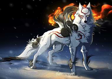 Okami Amaterasu in Snowy Landscape