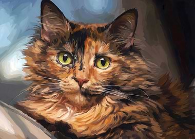 Calico Cat Portrait Painting