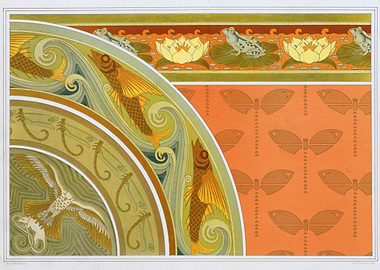 Art Nouveau Nature-Themed Decorative Panel
