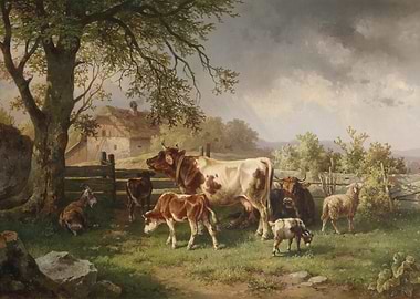 Pastoral Scene with Farm Animals