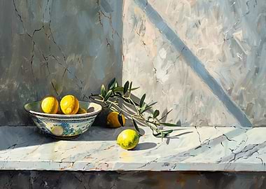 Still Life with Lemons and Olive Branch