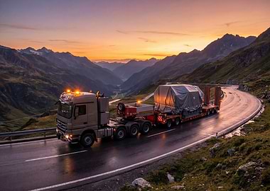 Oversized Load Truck on Mountain Road