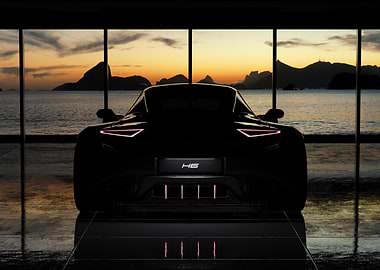 Sleek Car Silhouette at Sunset