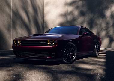 Maroon Dodge Challenger SRT parked