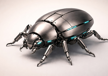 Mechanical Beetle with Blue Lights