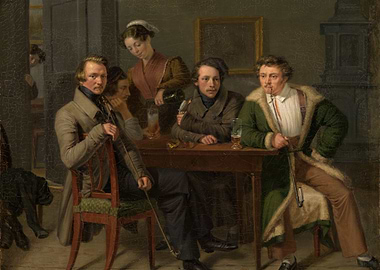 Group of Men Drinking, Painting