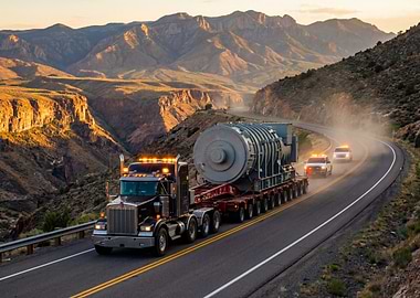 Oversized Load Transport on Mountain Road