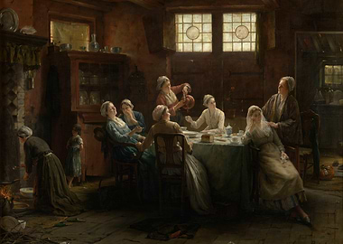 Gathering Around the Table Painting