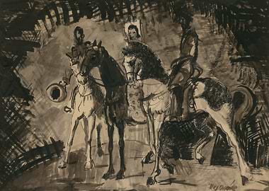 Horse Riders Ink Sketch