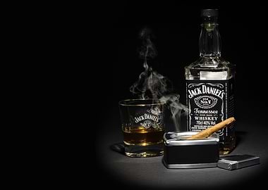 Jack Daniel's Whiskey and Cigar Still Life
