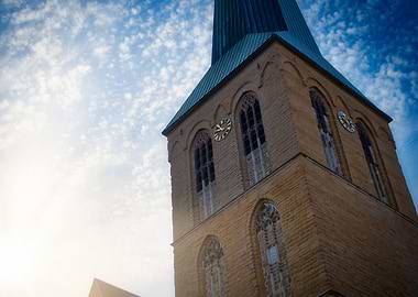 Church Tower Against a Cloudy Sky