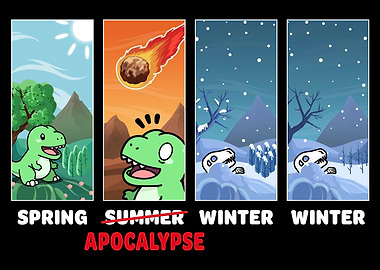Funny Dinosaur Apocalypse Seasons Cartoon