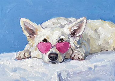 Dog with Heart Sunglasses Painting