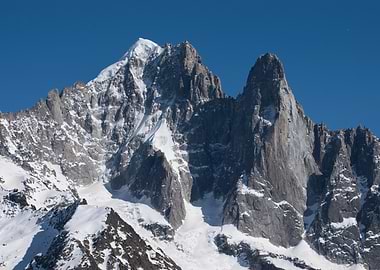 Snowy Mountain Peaks Aiguille Verte et Drus