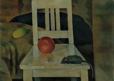 Still Life with Chair, Ball, and Mouse