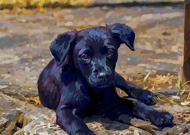 Black Labrador Puppy Portrait
