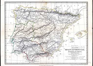 Ancient Map of Spain and Portugal